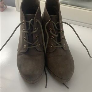 Brown lace up booties